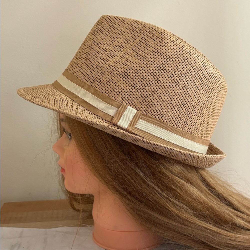 New Tan Beige Cream Straw Trilby Fedora Hat